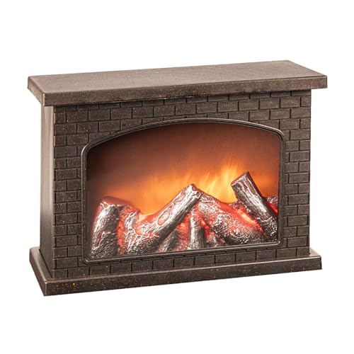 Ideen mit Herz LED-Kamin | Deko Kaminfeuer | elektrisch | batteriebetrieben | ohne Heizung | realistischer Feuer-/Flammen-Effekt | 28 x 11,8 x 19,8 cm | mit Timer-Funktion