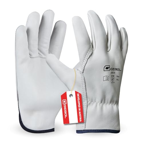 Gebol Driver, 1 Paar Arbeitshandschuhe für Damen und Herren aus 1,1 mm dickem Premium-Rindsvollleder, Handschuhe für Bau, Garten & grobe Arbeiten, M (Gr. 8)