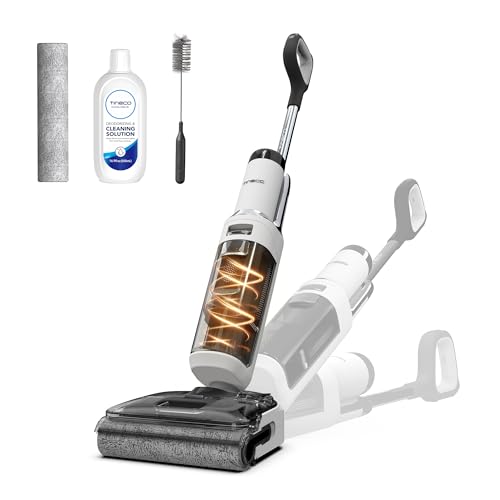 Tineco Floor One Stretch S6 Nass Trockensauger, 180°-Flachdesign Saugwischer 13cm Liegehöhe, 85°C 5min FlashDry Selbstreinigung, 3-Seitige Kantenreinigung 40min Laufzeit Reinigung unter tiefen Möbeln