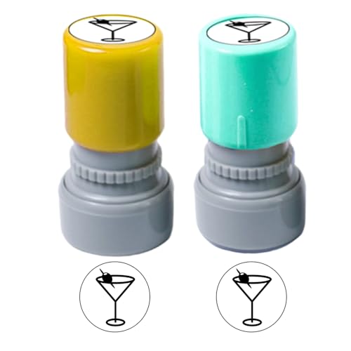 2 Stück Cocktail Stempel Selbstfärbende, Glass Stamper, Lustige Stempel mit Cocktail-Motiv, Cartoon Siegel Stempel für Kreative Projekte, Party-Einladungen, Restaurant-Rechnungen