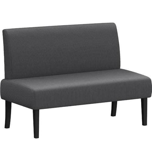 Yaheetech Küchensofa 2-sitzer Sitzbank Polstersofa aus Cordstoff Doppelsofa ohne Armlehnen Stoffsofa Loungesofa fürs Wohnzimmer/Eingangsbereich/Büro, Grau