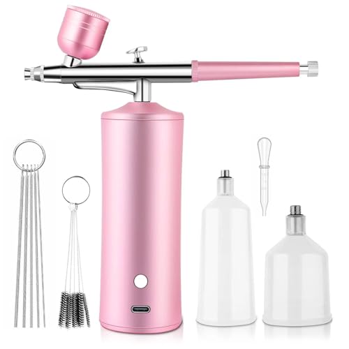 Viafexna AirBrush Set mit Kompressor, Airbrush-pistole, 0.3mm Nozzle Oxygen Injector, Wiederaufladbar, Tragbare Air Brush, für Haut Hydratation, Nail Art, Tattoo, Malerei, Makeup, Kuchen