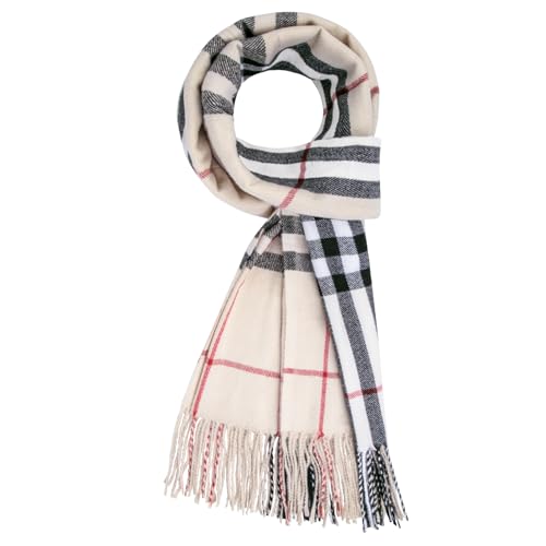 Herren Lange Winterschal - Tartan Warm und Weich - Kariert Braun Schwarz für Damen und Herren