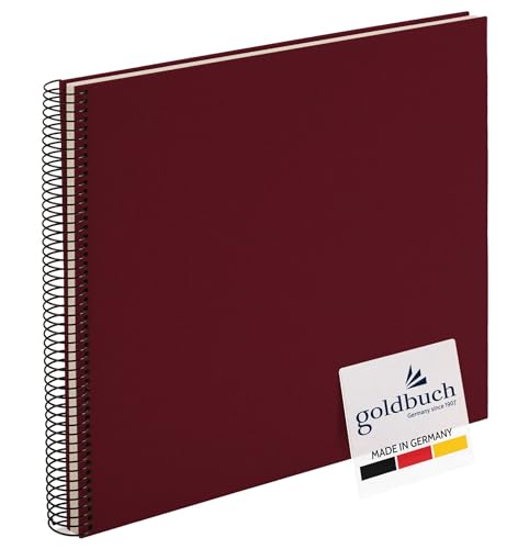 goldbuch 25 374 Spiralalbum Bella Vista, Foto Album 35 x 30 x 1,5 cm - Spirale ⌀ 2,8 cm, Fotoalbum, 40 weiße Seiten, Erinnerungsalbum aus Leinen, Fotobuch für Bilder und Fotos zum Einkleben, Bordeaux