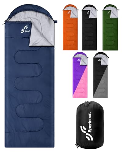 Schlafsack Outdoor - Sportneer Schlafsack Erwachsene Leicht Tragbar Warm Deckenschlafsack Winterschlafsack für Camping, Reisen und Outdoor - 220 x 75cm