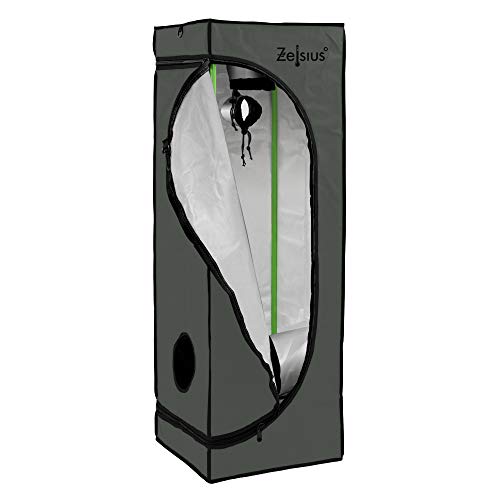 Zelsius Growzelt MyHomeGrow Grow Tent | Indoor Growroom | Growschrank Darkroom Pflanzenzelt Gewächshaus Zuchtzelt (40 x 40 x 160 cm, Grau)