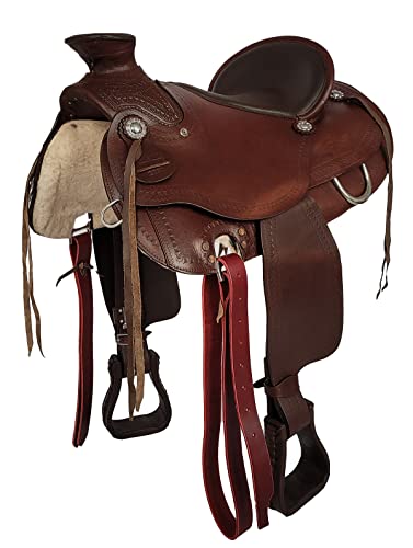A&M Reitsport Westernsattel Kuba aus Büffelleder hoher Qualität Neu Roping Sattel, Größe:17 Zoll
