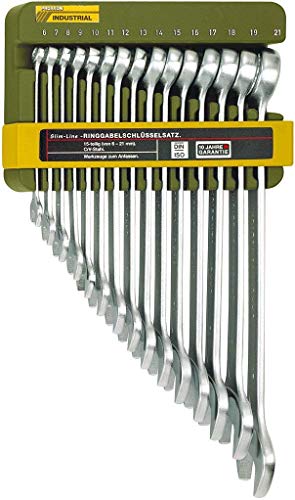 PROXXON 23821 Slim Line Ring-Maulschlüsselsatz, 15-teilig, 6-21 mm