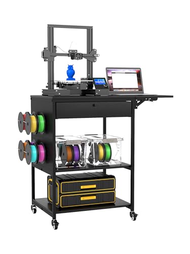 Mobiler 3D-Druckertisch mit 3D-Druckertisch mit Ablagefach und Schublade, Mehrzweck-Schreibtisch-Organizer, Aufbewahrungsregal, rollender Druckerwagen für Büro, Zuhause (90 x 50 x 80 cm)