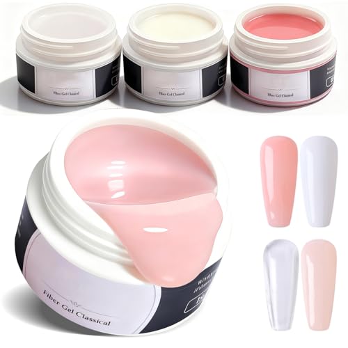 4x15ml Aufbaugel FüR GelnäGel,Nagelgel UV Aufbaugel,Acrylgel Set In Milky White,Rose,Nude & Clear,Einfach Anzuwendenes Builder Gel,Zur NagelverläNgerung & Modellage,FüR Nailart & NatüRliche NäGel