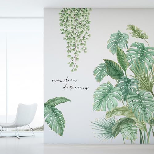 EUIOOVM Wandtattoo Pflanzen Tropische Blätter Wandaufkleber Grün Pflanze Wandsticker Hängende Rebe Dschungel Wandtattoo Kinderzimmer Deko für Modern Küche Wohnzimmer Flur Wand Deko Wall Stickers