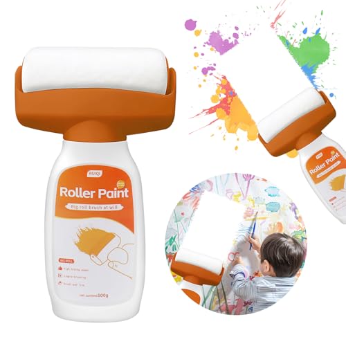 Wandfarbe Ausbessern Weiß 500g, 2 in 1 Wandreparatur RollbüRste, Wandreparatur-Rollenfarbe, Wand Reparatur Creme, Wandreparatur Rollbürste mit wandreparaturpaste für Küche, Schlafzimmer,Wohnzimmer