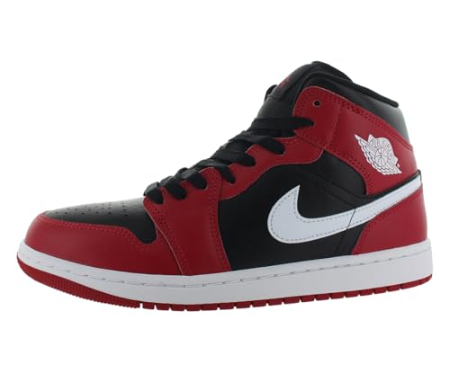 Jordan Men's 1 Mid Black/White-Gym Red (DQ8426 061), Schwarz/Gym Rot/Weiß, 45.5 EU