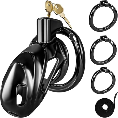 Männlicher Keuschheitskäfig Peniskäfig - Keuschheitsgürtel aus Metall Peniskäfig für Männer Penis-Übung, Keuschheitsgürtel für Männer mit 3 Größen Penisringe 2 Schlüssel & Unsichtbares Schloss