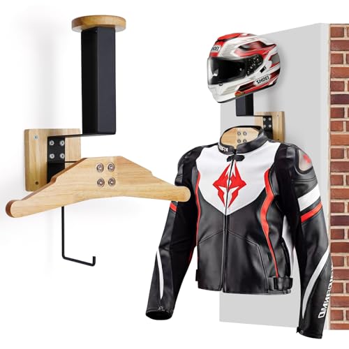 GOURDBRO Helmhalterung Wand - Motorrad Garderobe mit Hacken für Handschuhe und Jacke - Stabile Motorradbekleidung Ständer für Taktische Weste Platte Träger - Platzsparend Fahrradhelm Halter