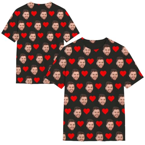 MOSGDBV T-Shirt Personalisiertes Herren Damen – T-Shirt Bedrucken Lassen Bedrucken Selbst Gestalten mit Bild Text Logo, Lustige Paar T-Shirts, Geschenkidee für Freunde, Unisex
