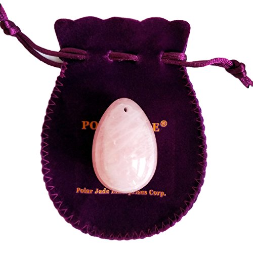 Rosenquarz Yoni Ei, gebohrt, Mittel, mit Zertifikat und Anleitung, Pink Love Stein, für Frauen Beckenbodenmuskulatur und Gegen Harninkontinenz mit besseren Kontrolle über die Blase, die von Polar Jade stärken zu