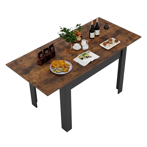 ARTETHYS Esstisch Ausziehbar 105/150x70 cm, Industrieller Küchentische Esszimmertisch, Rechteckiger Tischplatte für 4-6 Personen, Holztisch mit Metallbeinen, Tisch für Esszimmer, Küche, Wohnzimmer