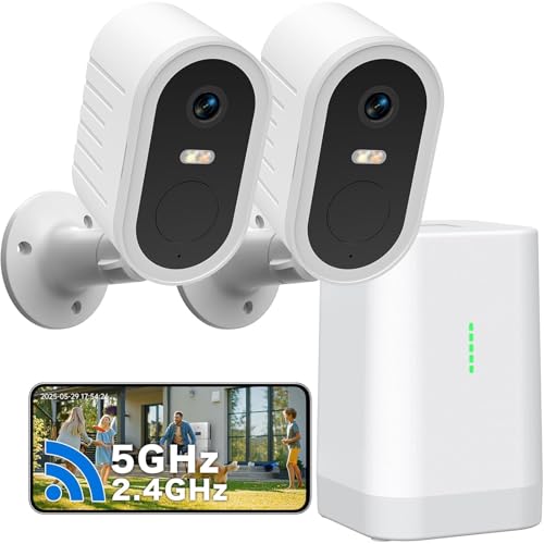 Suloron Security Überwachungskamera Aussen 2.4G & 5G WLAN Akku 180Tage, 2K 4MP, 140 Grad, IP66 Wetterfest, Nachtsicht, Kamera Überwachung Kabellos WiFi mit Lokal Speicher, Bewegungsmelder