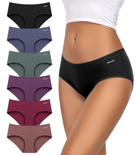 TANSTC Damen Unterhosen Baumwolle 6er-Pack Hipster Slips, Niedrige Taille & Stretch, Atmungsaktiv - Unterwäsche Frauen Baumwolle XXL