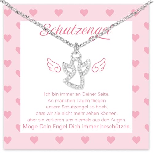 PeakPeek Taufgeschenke für Mädchen, Guardian Angel Kette, Geschenk Konfirmation, Schutzengel Geschenk für Kommunion Konfirmation Taufe Glücksbringer Geburtstagsgeschenk