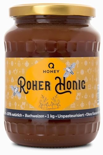 Reiner, Roher Buchweizenhonig – 100% Natürlich mit kräftigem, erdigem Geschmack, Perfekt für Marinaden, Backen und Tee, Ungefiltert, Unbeheizt, Nicht Pasteurisiert, 1 kg