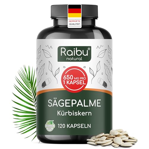 Saw Palmetto Extrakt (Sägepalmenextrakt) mit Kürbiskern Kapseln - 650 mg Extrakt pro Kapsel davon 27.5 mg Phytosterole (5%) - Hochdosiertes Sägepalmextrakt + Kürbiskernextrakt - Ohne Zusätze