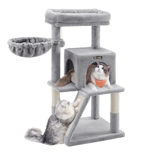 Feandrea Kratzbaum, Katzenbaum mit großer Plattform, hellgrau PCT51W