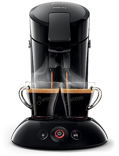 Philips Senseo Original Kaffeepadmaschine mit Kaffeestärkeauswahl, Coffee Boost Technologie, Farbe: Klavierlackschwarz (HD6553/67), Schwarz