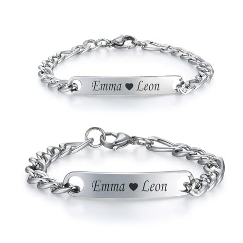 TMT 2 Personalisierte Armbänder mit Gravur | Pärchen Geschenke mit Namen | Personalisierte Geschenke Männer, Frauen und Paar Geschenke| Armband Herren mit Gravur