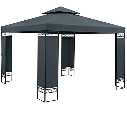 CASARIA® Pavillon Lorca 3x3m Metall Wasserabweisend UV-Schutz 50+ mit Seitenteile Stabil Gartenpavillon Modern Anthrazit