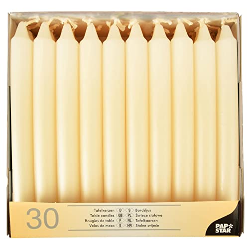 Papstar Tafelkerzen Ø 2,1 cm 19,6 cm creme Gastronomiebedarf 30er Karton