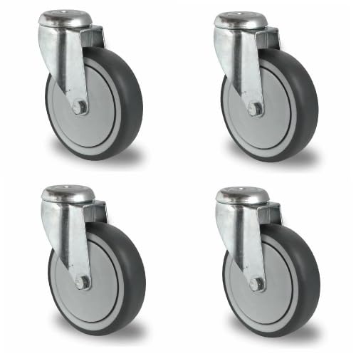 4 Stück KM Lenkrollen 75 mm mit Kugellager Transportrolle Apparaterolle Möbelrolle TPE Lauffläche m