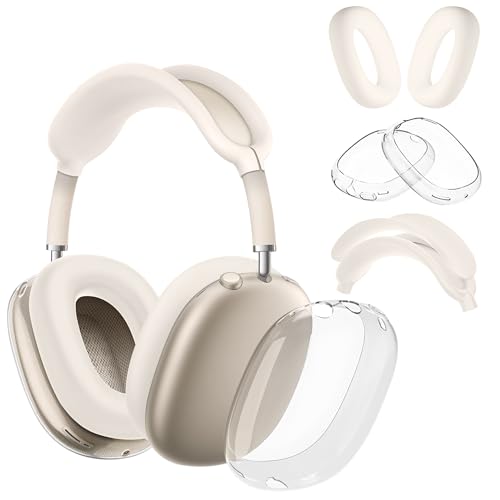 Seltureone 4 in 1 Hülle kompatibel für AirPods Max Ohrpolster, Ohrmuschel-Abdeckungs Schutz, Silikon-Kopfhörer-Schutzhülle, Zubehör für AirPod Max-Kopfhörer, Ohrpolster - Polarstern