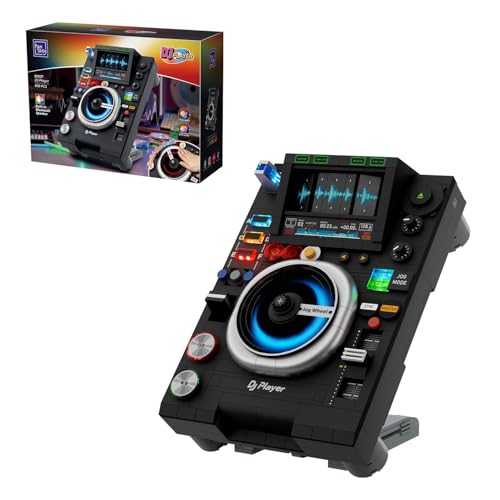 PANTASY DJ Plattenspieler Baustein Modell mit Bluetooth & LED, Interaktives Vintage DJ Controller Display mit Verstellbarem Ständer, USB-C Tischdeko & Sammlerstück für Erwachsene