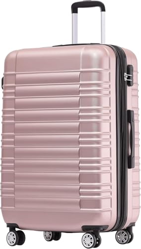 BEIBYE 2088 Zwillingsrollen Reisekoffer Koffer Trolleys Hartschale M-L-XL-Set in 15 Farben, Erweiterbar (Rosagold, XL)
