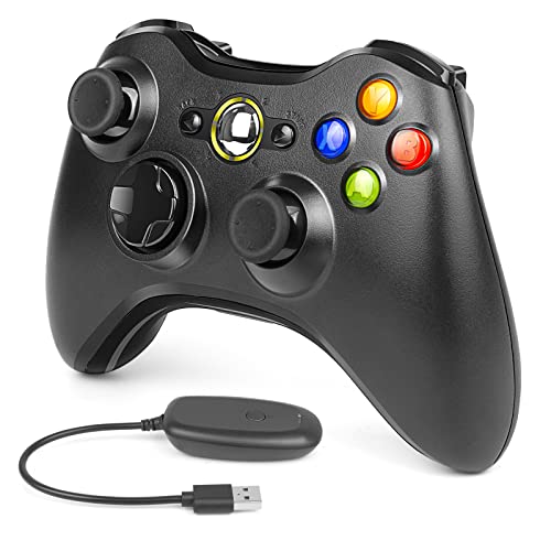 Labtec Wireless Controller für Xbox 360, 2.4GHZ Gamepad Joystick Wireless Game Controller für Xbox 360 & Slim Konsole und PC Windows XP/7/8/10(Schwarz)