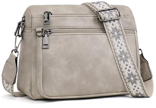 MUIIKOLA umhängetasche damen，umhängetasche mittelgroß tasche umhängetasche,damen Veganes Leder，Weich Breiter Gurt