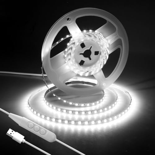 Aclorol LED Streifen 3M Kaltweiß 6000K 5V USB LED TV Hintergrundbeleuchtung mit mit 1,5 Meter langen USB-Netzteilkabel Flexible Litch Band für Innen Schrank Küchenschrank Arbeitsflächenbeleuchtung