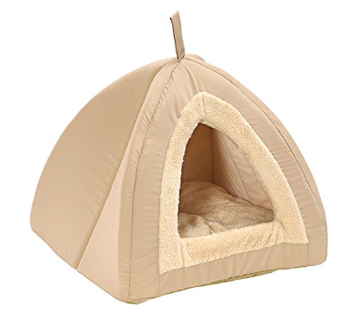 Dehner Katzen-Kuschelhöhle Findus, ca. 40 x 40 x 35 cm, Polyester, beige