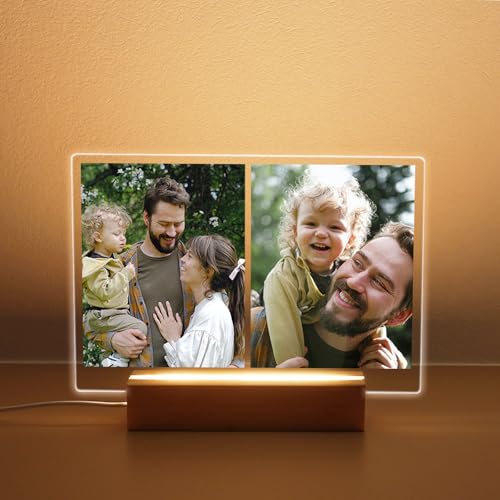 Baixtuo Personalisierte Lampe mit Foto -Personalisierter Bilderrahmen mit Foto- Couple Geschenke für Jahrestag - Led Bild Personalisiert Geschenke Frauen und Männer (Rechteck 1)