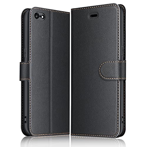 ELESNOW Hülle für iPhone 6 Plus / 6s Plus, Premium Leder Klappbar Wallet Schutzhülle Tasche Handyhülle mit [Magnetisch, Kartenfach, Standfunktion] für Apple iPhone 6 Plus / 6s Plus (Schwarz)