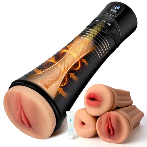 Klein Elektrischer Masturbatoren Sex Spielzeug für die Männer mit 9 Vibration 9 Saugen, Masturbator Taschenmuschi Pussy mit 3 austauschbaren, Masturbieren Sex Toyset Für Man Sexspielzeug Sets Solo(S)