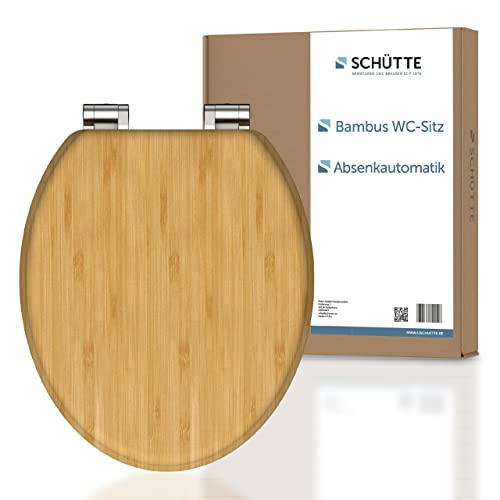 SCHÜTTE WC-Sitz BAMBOO mit Absenkautomatik aus Bambus, nachhaltiger Toilettendeckel mit 175kg Belastbarkeit, Toilettensitz mit Brille, Klodeckel für WC, Holz Klobrille