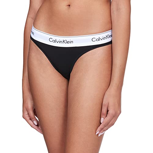Calvin Klein Damen String Thong Unterwäsche, Schwarz (Black), L