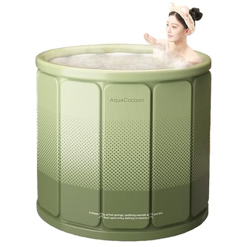 Simcat 70X65cm Faltbare Badewanne für Heiß- und Kaltbäder - Tragbare Erwachsenen Badewanne, Dusche-Kompatibel für kleine Badezimmer, Outdoor SPA & Wellness (grün)