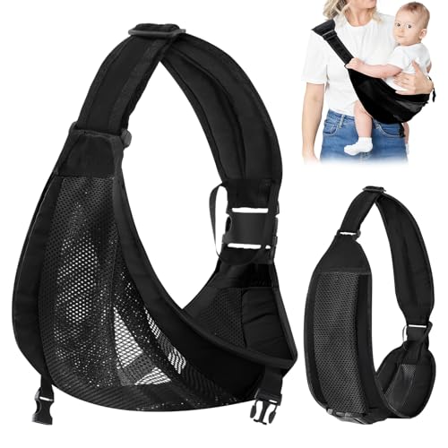 Yaunming Babytrage, Hüfttrage Baby, Babytrage Neugeborene ab Geburt, Seitliche Trage Baby, Ergonomische Babytragetuch für Babys von 0-36 Monaten (Schwarz)