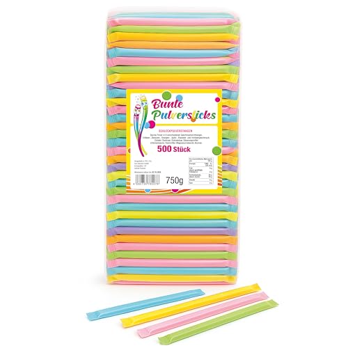 Vontek Wurfmaterial Karneval 500 Stk. | Brausepulver & Süßigkeiten Stangen | Perfekt als Kamelle für Fasching, Karnevalsumzüge und Kinder