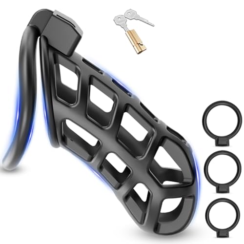 BDSMAGE Peniskäfig Kobra 6.0,Chastity Cage Male Keuschheitskäfig Keuschheitsgürtel für Herren mit 3 Hodenringe,BDSMs Spielzeug hart,BDSM Set Sklaven Sexspielzeug für die Männer extrem (FLS - XL)
