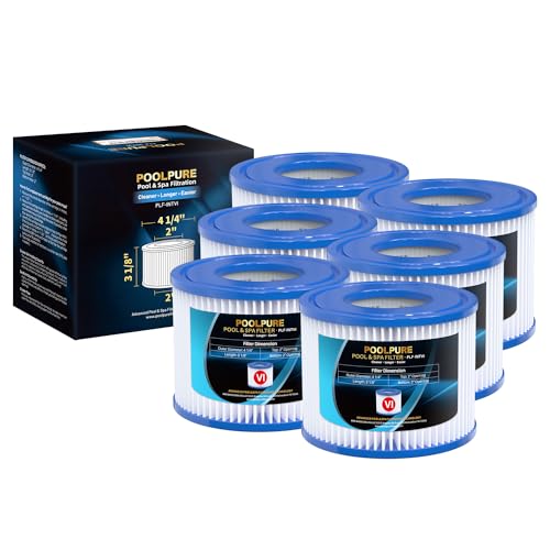 POOLPURE Filter VI für Pool, Filterkartuschen VI für Lay-Z-Spa Miami, Monaco, Vegas, PoolFilter Ersetzt die Originalkartusche BW58323, Pool Filter VI PATRONE(6PC)